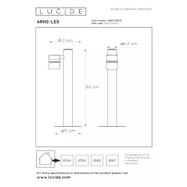 ARNE-LED — āra stabiņš, Ø6,3, LED, satīna hroma (Lucide)