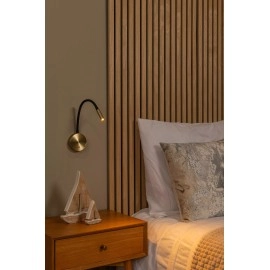 ASJA uzlādējama LED sienas lasīšanas lampa 3 W 2700 K matēta zelta/misiņa (Lucide)