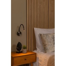 ASJA uzlādējama LED sienas lasīšanas lampa 3 W 2700 K pelēkā metāla apdarē (Lucide)