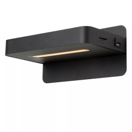 ATKIN gultas/sienas gaismeklis LED 6 W 3000K ar USB melns (Lucide)