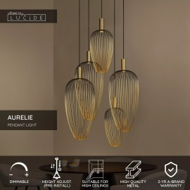 AURELIE piekaramā lampa 5 x GU10 MR11 zelta augstiem griestiem (Lucide)