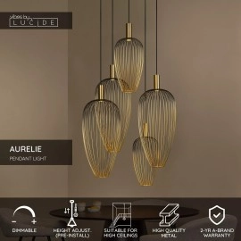 AURELIE piekaramā lampa 5 x GU10 MR11 zelta augstiem griestiem (Lucide)