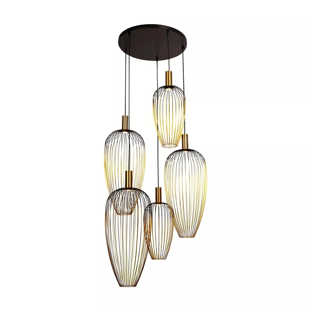 AURELIE piekaramā lampa 5 x GU10 MR11 zelta augstiem griestiem (Lucide)