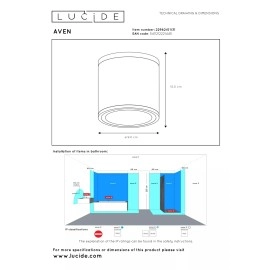 AVEN Vannas istabas griestu prožektors 1x50W GU10 IP65 balta (Lucide)
