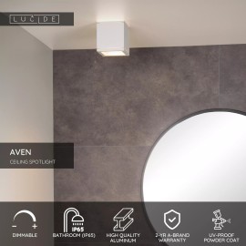 AVEN vannas istabas griestu spot gaismeklis 1xGU10 50 W balts (Lucide)
