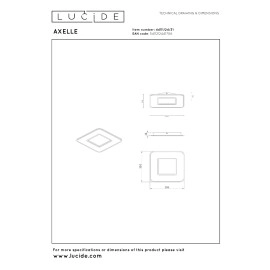 AXELLE kvadrātveida LED griestu lampa 24 W 2700 K balta (Lucide)