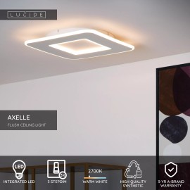 AXELLE kvadrātveida LED griestu lampa 24 W 2700 K balta (Lucide)