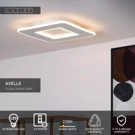 AXELLE kvadrātveida LED griestu lampa 24 W 2700 K balta (Lucide)