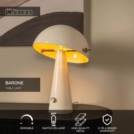 BARONE galda lampa Ø 38 cm, 1xE27, taupe (Lucide)