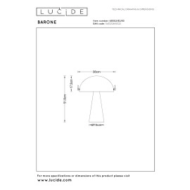 BARONE galda lampa Ø 38 cm, 1xE27, oranža (Lucide)