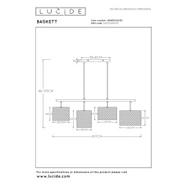 BASKETT piekaramā lampa 4xE27 melna (Lucide)