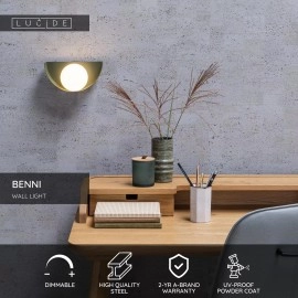 BENNI sienas lampa 1xG9 zaļa (Lucide)