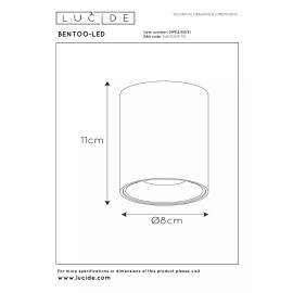 BENTOO-LED griestu prožektors Ø8 1 x 5 W GU10 3000K balts (Lucide)