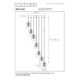 BERLIANE Piekaramā lampa LED dim 7x4W 2700K caurspīdīga (Lucide)