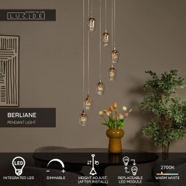 BERLIANE Piekaramā lampa LED dim 7x4W 2700K caurspīdīga (Lucide)