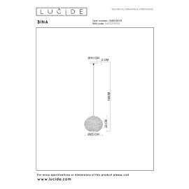 BINA piekarama lampa Ø25 cm 1xE27 balta (Lucide)