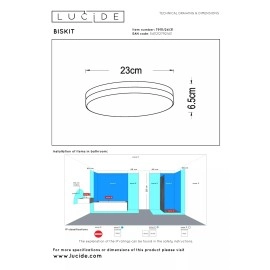 BISKIT Vannas istabas griestu lampa ar sensoru 1x12W integrēts LED IP44 balta (Lucide)