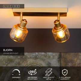 BJORN griestu prožektors 2xE14 matēta zelta / misiņa (Lucide)