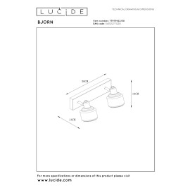 BJORN griestu prožektors 2xE14 melna (Lucide)
