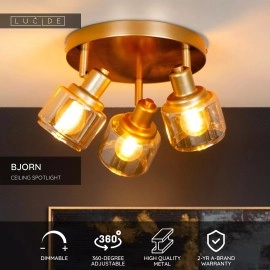 BJORN griestu prožektors Ø38 cm 3xE14 matēta zelta / misiņa (Lucide)