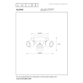 BJORN griestu prožektors Ø38 cm 3xE14 melna (Lucide)