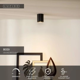 BODI griestu prožektors Ø8 cm 1xGU10 melna (Lucide)