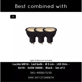 BODI griestu prožektors 16,5 cm 2xGU10 melna (Lucide)