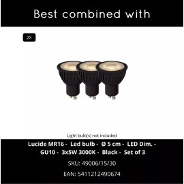 BODI griestu prožektors 16,5 cm 2xGU10 melna (Lucide)