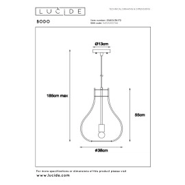 BODO Piekaramā lampa 1x60W E27 gaiša koka (Lucide)