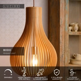 BODO Piekaramā lampa 1x60W E27 gaiša koka (Lucide)