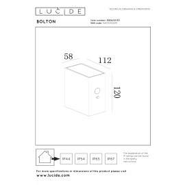 BOLTON āra saules sienas lampa 1x1W Integrated LED IP54 melna (Lucide)