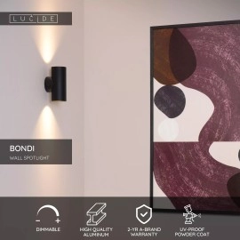 BONDI sienas prožektors 2 x 50 W GU10 melns (Lucide)