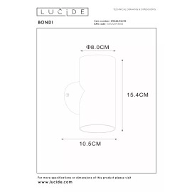 BONDI sienas prožektors 2 x 50 W GU10 melns (Lucide)