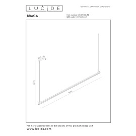 BRAGA piekaramā lampa 150 cm LED 36W CCT kafijas krāsā (Lucide)