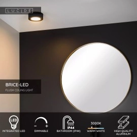 BRICE-LED vannas istabas griestu lampa Ø 11,7 cm LED dimmējama 8W 3000K IP44 melna (Lucide)