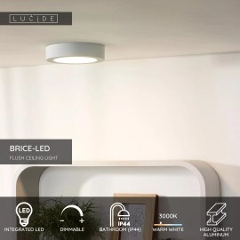 BRICE-LED vannas istabas griestu lampa Ø 18 cm LED dimmējama 12W 3000K IP44 balta (Lucide)