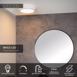 BRICE-LED vannas istabas griestu lampa Ø 24 cm LED dimmējama 15W 3000K IP44 balta (Lucide)