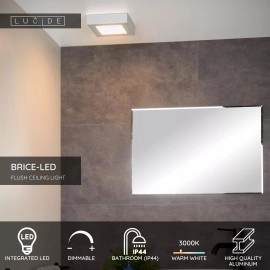 BRICE-LED vannas istabas griestu lampa 16x16 cm LED dimmējama 15W 3000K IP44 balta (Lucide)