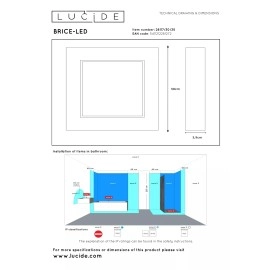 BRICE-LED vannas istabas griestu lampa 30x30 cm LED dimmējama 30W 3000K IP44 melna (Lucide)