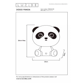 DODO panda LED bērnu naktslampiņa 3 W 4000 K (Lucide)