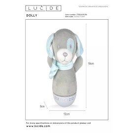 DOLLY LED bērnu naktslampiņa ar mūziku pelēka (Lucide)