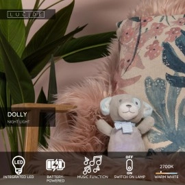 DOLLY LED bērnu naktslampiņa ar mūziku pelēka (Lucide)