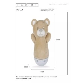 DOLLY LED bērnu naktslampiņa ar mūziku brūna (Lucide)