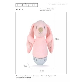 DOLLY LED bērnu naktslampiņa ar mūziku rozā (Lucide)