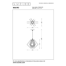 MAURO E27 bērnu piekaramā lampa rozā (Lucide)
