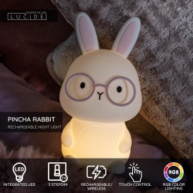 PINCHA zaķītis uzlādējama LED bērnu naktslampiņa balta (Lucide)