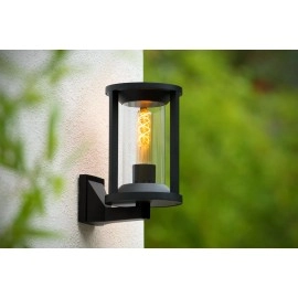 CADIX āra sienas lampa 1x15W E27 IP65 melna (Lucide)