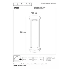 CADIX āra stabiņa lampa 1x15W E27 IP65 melna (Lucide)