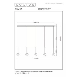 CALINA piekaramā lampa LED 5x8,2 W CCT kafijas/dzintara krāsā (Lucide)