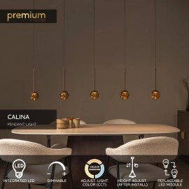 CALINA piekaramā lampa LED 5x8,2 W CCT kafijas/dzintara krāsā (Lucide)